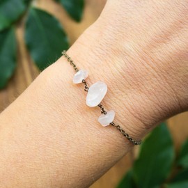 Rose Quartz Beaded Chain Bracelet in Bronze