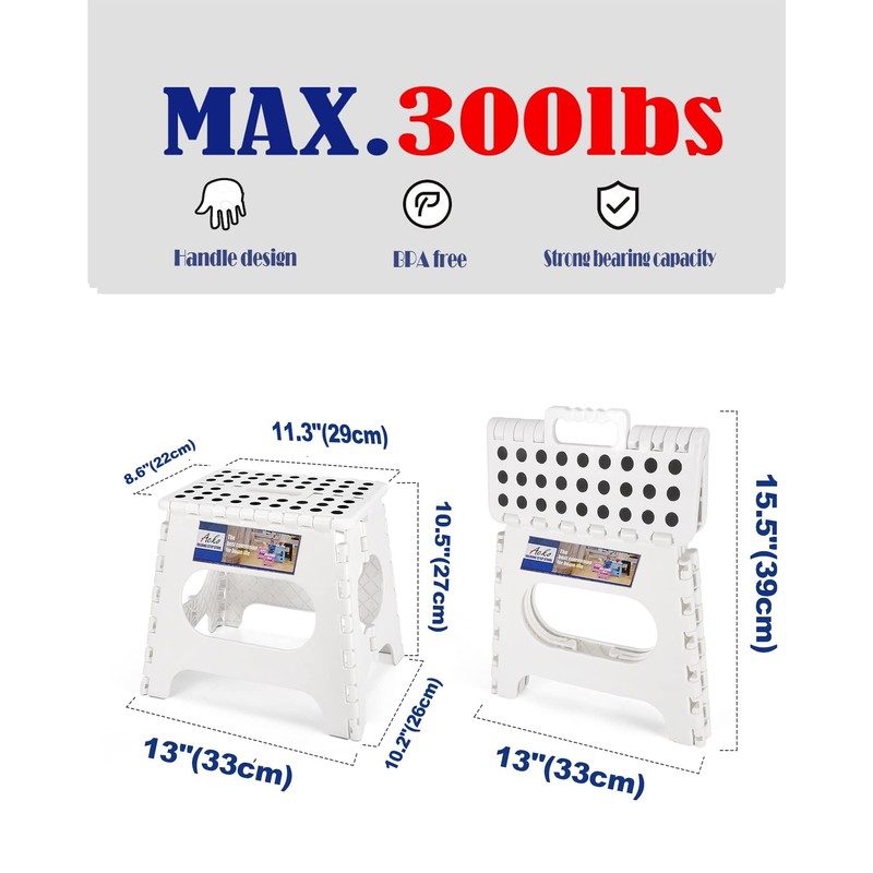 ACKO Folding Step Stool 2 Pack Lightweight Plastic 11inch Foldable