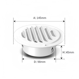 4 Inch Stainless Steel Vent Round White Soffit Vent Cover Vent Flat Duct Vent with Built-in Fine Mesh for Kitchen,Garage, Bathroom, Office and Warehouse Ventilation(White 2Pcs)
