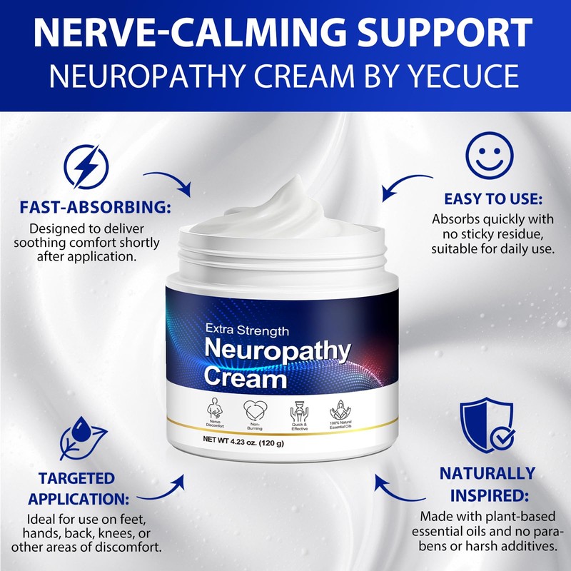 2 Pack Neuropathy Nerve Cream,Max Strength No-Mess Topical for Toes,