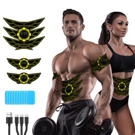 SEVEKO EMS Abdominal Trainer, Abdominal Trainer, Safe Effective Fast EMS Training Device, Full Body Muscle Trainer, 8 Modes and 15 Intensities, Pack of 10 Replacement Hydrogels (Yellow)