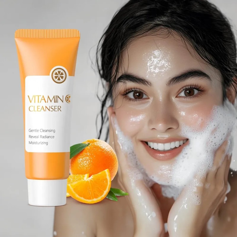 Vitamin C Facial Cleanser, Hydrating Face Wash Gently Deep