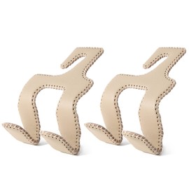 AMVOYOA 【2021 Upgraded】 Car Purse Hook, 2 in 1 Car Seat Headrest Hooks Durable Hanger Storage Holder Leather Organizer for Hanging Grocery Bags, 2 Pack, Beige