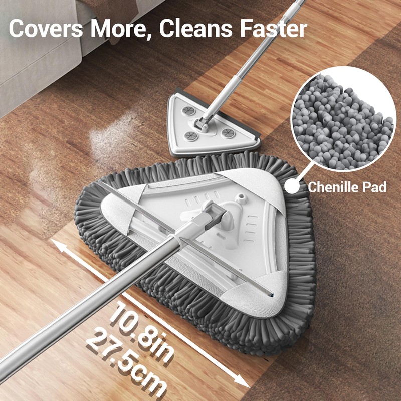 7-in-1 Triangle Mop Set with 7 Replaceable Heads and Adjustable