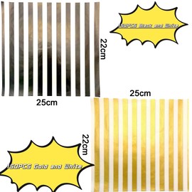 Suiwen 150 Gold and White, Black and White Striped Wax Paper, Food Picnic Paper, Greaseproof Paper,Waterproof Dry Hamburger Paper Liners Wrapping Tissue for Plastic Food Basket(Gold/Black/White)