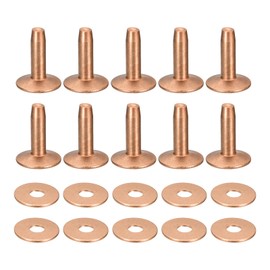 QUARKZMAN Set of 10 Copper Rivets and Cutters 9 x 3.3 x 14 mm Solid Leather Copper Rivet Clasp for Leather Crafts Supplies Copper Clay