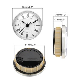 PATIKIL 2.8" 70mm Quartz Clock Insert, Round Quartz Movement Miniature Clock Mini Roman Numeral Clock Fit 61mm/2.4" Diameter Hole for Replacement Home, Style 21, White/Gold Tone
