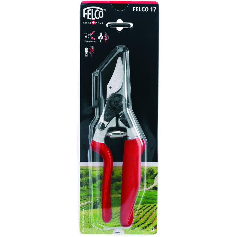 FELCO 17 Gartenschere für Linkshänder (kompakte Baumschere, mit Rollgriff, Schere