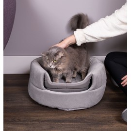 BIRDROCK HOME 2 in 1 Pet Bed for Cats or Small Dogs - Cozy Cat Cave or Plush Dog Bed - Indoor Teepee House for Pets (15 Inch Wide, Grey)