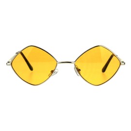 Diamond Shape Sunglasses Vintage Indie Fashion Gold, Orange Spring Hinge