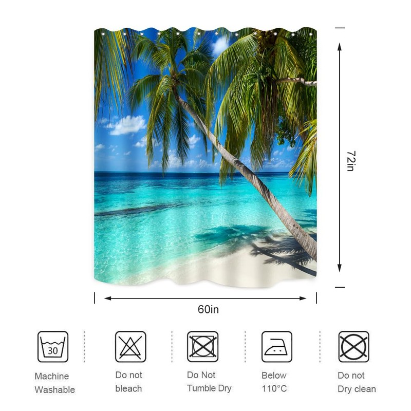 ZXMBF Ocean Shower Curtain Palm Trees Beach Summer Seaside Tropical