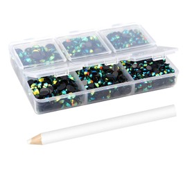 Multi Size 3mm 4mm 5mm Resin Rhinestone AB Color Rhinestone for Mugs, Bottles, Tumblers, Craft Decoreation (A58 Jelly Emerald AB)