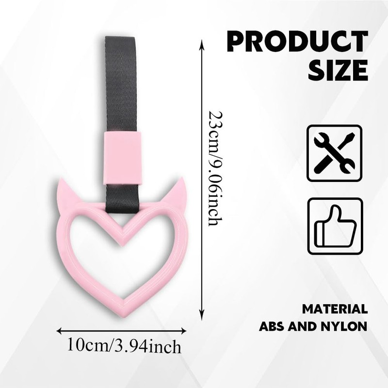 HQRNYP 2PCS Devil Heart Handle Rings, Heart Car Handle Strap,