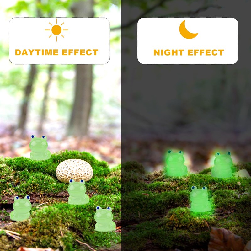 50pcs Mini Resin Luminous Frogs, Cute Tiny Glow in The