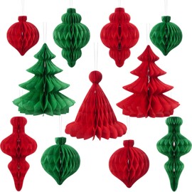 NMKL Christmas Decorations Table Decoration,11 pieces Traditional Christmas Decorations Indoor,Vintage Paper Christmas Decorations Reusable Christmas Ceiling Decorations Hanging Honeycomb Decorations