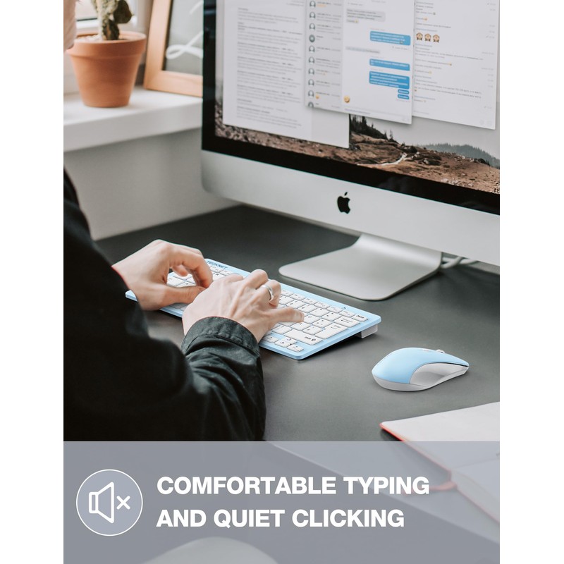 TECKNET Wireless Keyboard and Mouse Combo, Mini Cordless Computer Keyboard