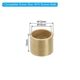 PATIKIL M10 Brass Spacers, 8 Pcs Metal Spacer Brass 10mm ID x 12mm OD x 10mm L Brass Spacers Screw Standoff for 3/8 Inch or M10 Screw