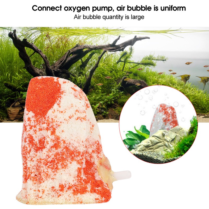 White Red Aquarium Artificial Volcano Bubble Air Stone Fish Tank