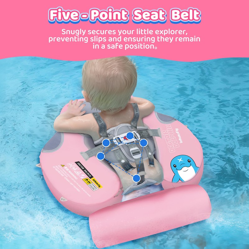 INFLATEFLY Baby Swim Float with Protection Sunshade Infant Pool Float