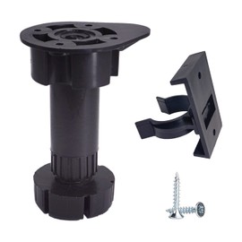 Diforma 4 Pcs Black Plastic Height Adjustable Furniture Legs with Clips Kitchen Furniture Feet Cabinet Legs Screws Included