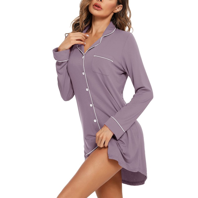 Senert Sleep Shirts for Women Button Down Shirts Long Sleeve