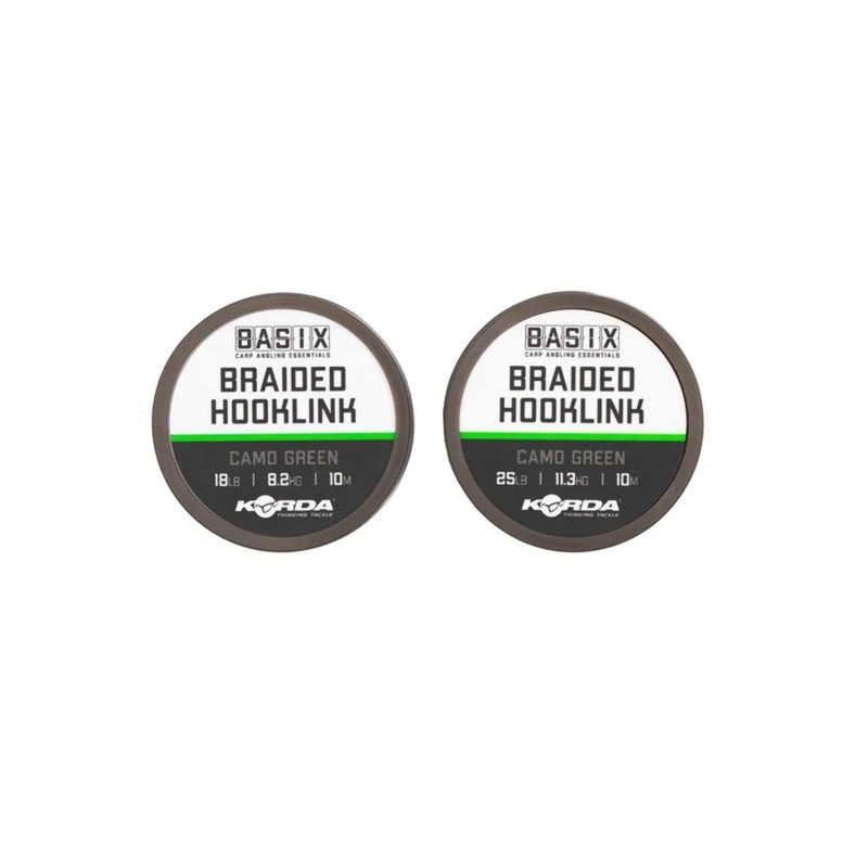 Korda Basix Braided Hooklink 25lb 10m - Soft Camo Green
