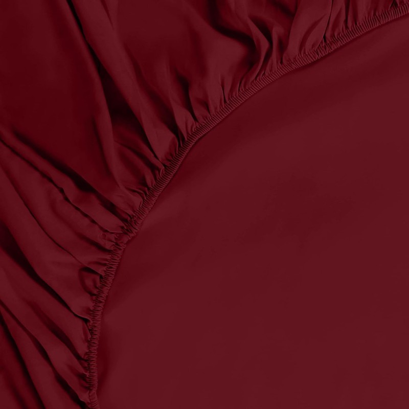 Utopia Bedding Fitted Sheet Single, Burgundy - Deep Pocket 14
