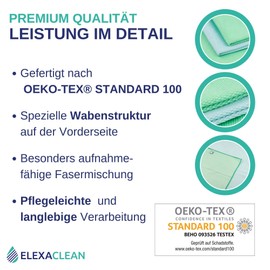 Elexaclean Window Cloth, Streak-Free, Microfibre Cloth, 60 x 40 cm and 40 x 30 cm, Oeko-Tex Standard 100 Fenstertuch, 4er Set, 60x40cm & 40x30cm