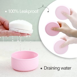 TITATI Leak Proof Soap Holder, Silicone Shampoo Bar Holder with Draining Layer, Travel Soap Container with Lid for Shower Bathroom Gym, Camping, Travel(1 Pack, Pink)