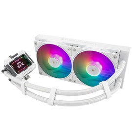 Thermalright FW 240 White ARGB V2-240mm AIO CPU Liquid Cooler,IPS LCD Screen with 320 * 240 Resolution,for AM4/AM5&Intel LGA1700,”2.4 inch”Screen for Images and Double Fans-White