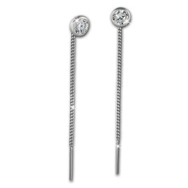SilberDream SDO5964W Women's Earrings 4 mm 925 Silver Zirconia White, Sterling Silver Cubic Zirconia, Cubic Zirconia