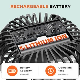 A2C - Ventilador de carrito de golf, base magnética, recargable, funciona con pilas, ventilador portátil de 3 velocidades, 4000 RPM, fuer...