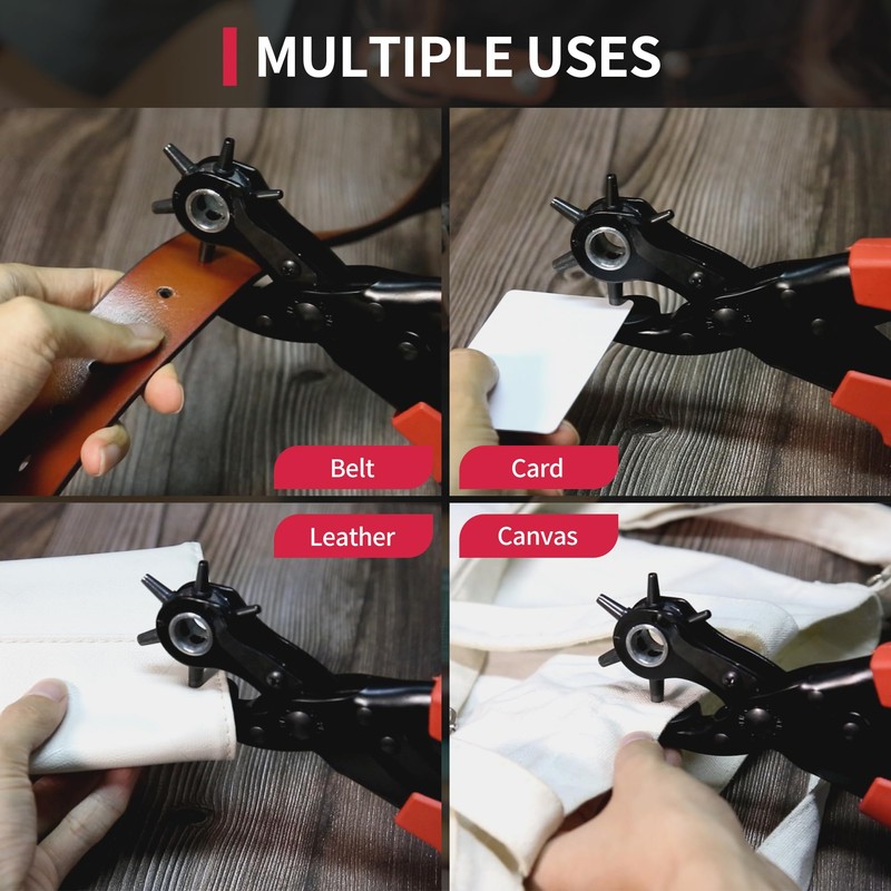 Revolving Punch Plier Kit, XOOL Leather Hole Punch Set for