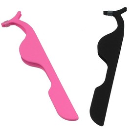 MedTool Pack of 2 Stainless Steel False Eyelashes Extension Applicator Tool Fish Tail Clip Auxiliary Clip Tweezers Nipper Tool (Hot Pink+Black)