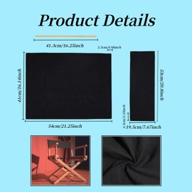 Wonafa 2 Set Director Chair Canvas Replacement with Wood Stick,21.2" L x 16.1" W/21.2X 7.8 Portable Replacement Cover Canvas for Directors Chair，Casual Director Chair Replacement Canvas (Black)