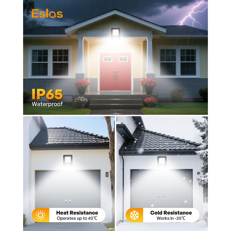 Eslas Upgrade 50W Motion Sensor Outdoor Security Light, 5000LM Floodlight