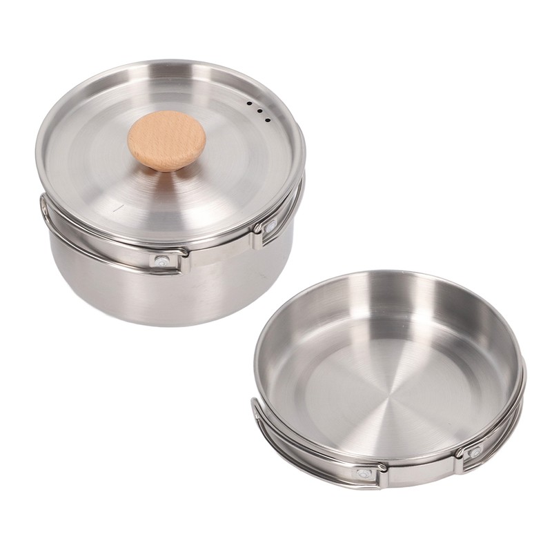 Cooking Pot and Pan Set 304 Stainless Steel Portable Camping