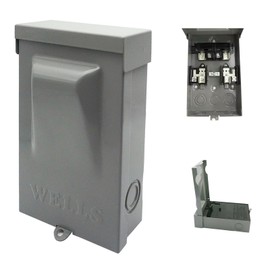 Wells 30AMP Waterproof AC Disconnect Box (No Included Fuse) 120/240VAC Fuse Disconnect Outdoor Metal Box Pull Out Switch for Home and Light Commercial Air Conditioning