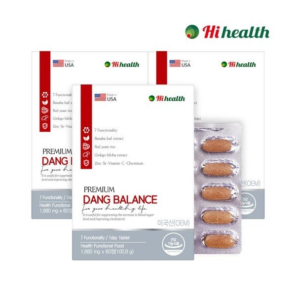 Hi Health Premium Sugar Balance 1,680mg x 60 tablets, 3 boxes / 하이헬스  프리미엄 당 밸런스1,680mg x 60정 3박스