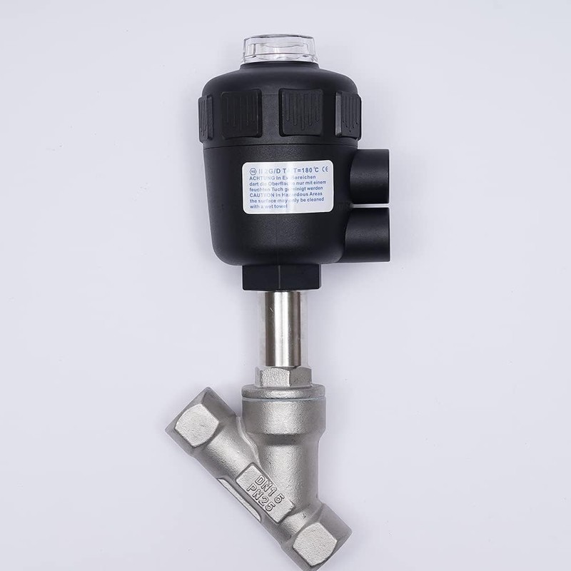 Pneumatic Angle Seat Valve, 304 Stainless Steel, Single-Acting with Spring