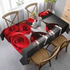 LoLo UoUo Red Wine Glasses Rose Table Cloth 60x84 Inch