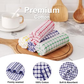 Kitinjoy Cotton 12 Pack Terry Kitchen Dish Cloths, 12 x 12 Inches Super Soft and Absorbent Dish Rags, Quick Drying Dish Towels for Washing Dishes, Mixed Color