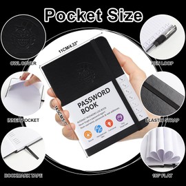 A6 Password Book Alphabetical with Tabs, Owl Password Keeper Book for Computer Website Login and Internet Address Password Management(Black)