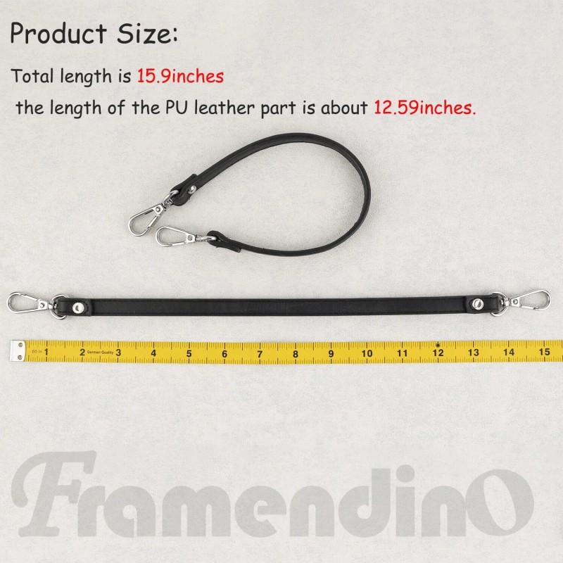 Framendino 2 Pack Black Purses Leather Replacement Handles Straps with