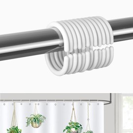 Shower Curtain Rings - ShiningUU 48 Pack White Plastic Shower Curtain Hooks for Bathroom, Shower & Window Rods, Easy Installation Rust Resistant Shower Hooks for Curtains (Universal Fit)