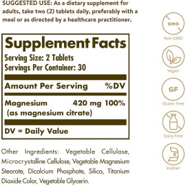 Solgar Magnesium Citrate Citrato De Magnesio 120tabs Sabor Neutro