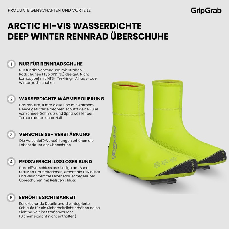 GripGrab Arctic Lined Winter Road Bike Overshoes Extremely Warm Waterproof