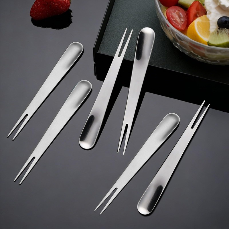 6 PCS Dual Use Stainless Steel Forks and Spoons