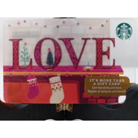 STARBUCKS CARD 2016 "LOVE  FIREPLACE STOCKINGS" A CUTIE~BRAND NEW ~GREAT PRICE
