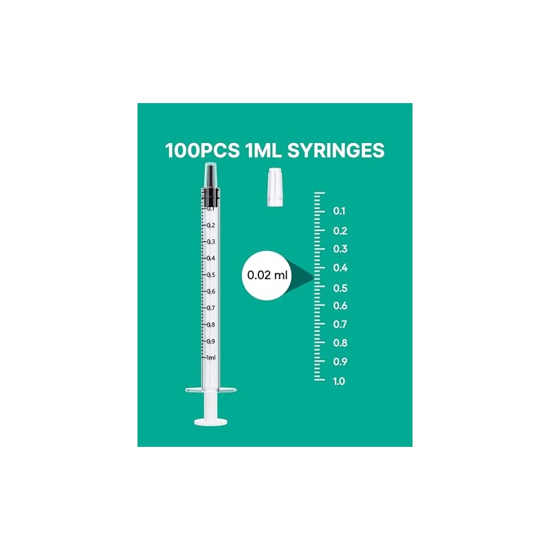Paquete de 100 jeringas orales de 1 ml para líquido
